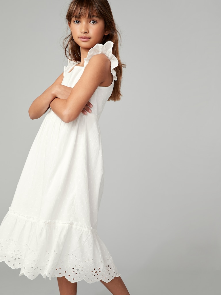 Kids Flutter Eyelet Dress