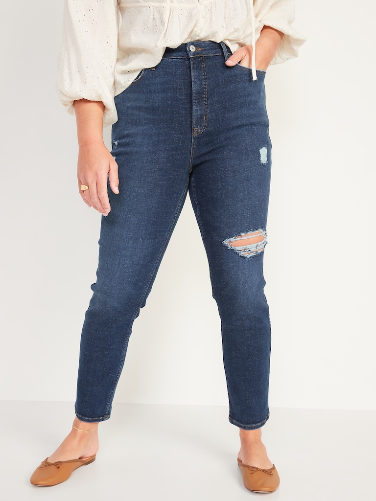Higher High-Waisted Rockstar 360° Stretch Super-Skinny Ripped Jeans