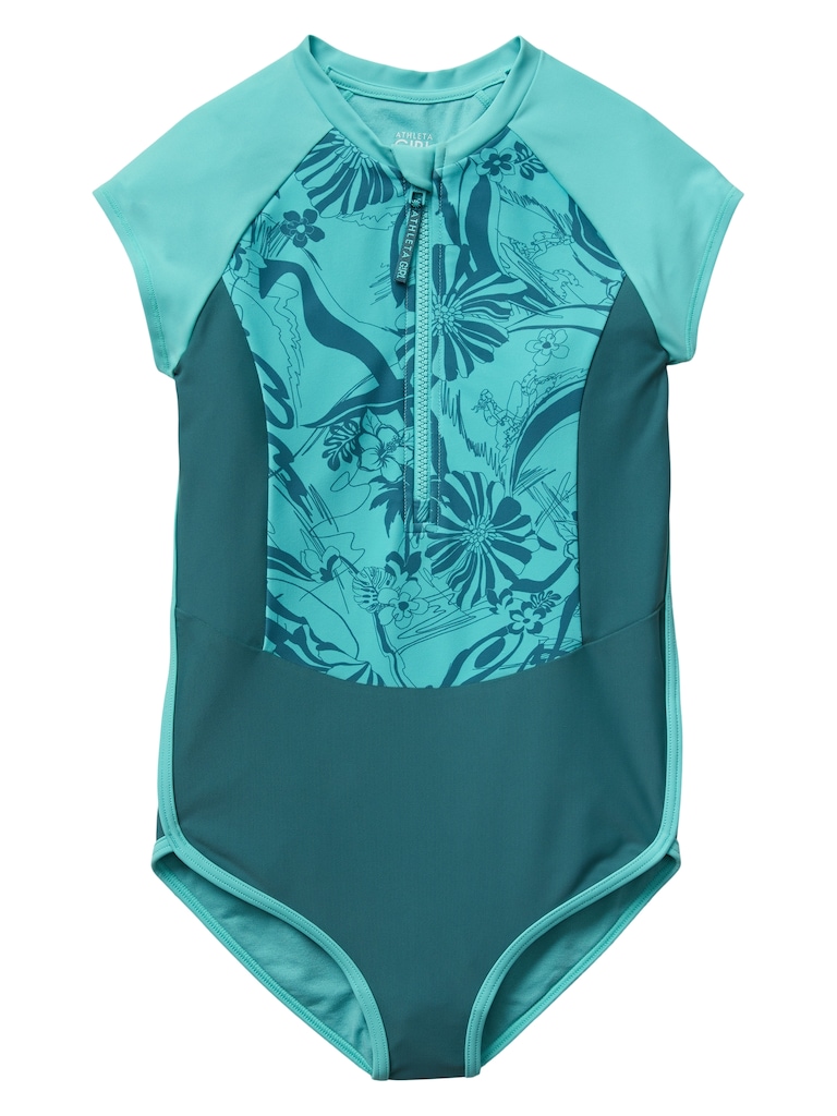 Maillot une-pièce à manches courtes