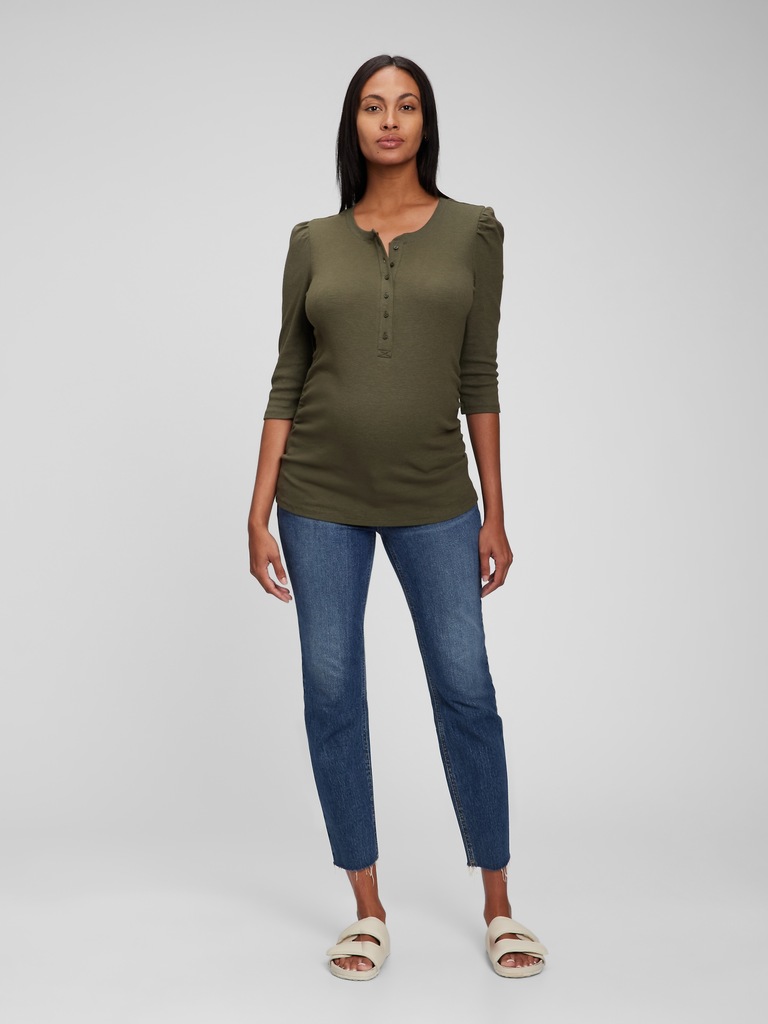 Maternity Rib Henley T-Shirt