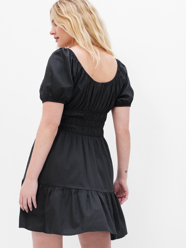 Tie-Front Smocked Waist Mini Dress