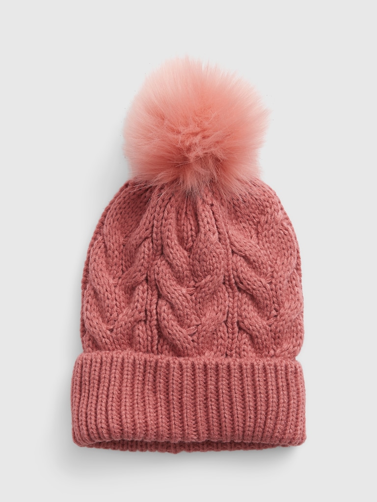 Kids Cable-Knit Pom Beanie