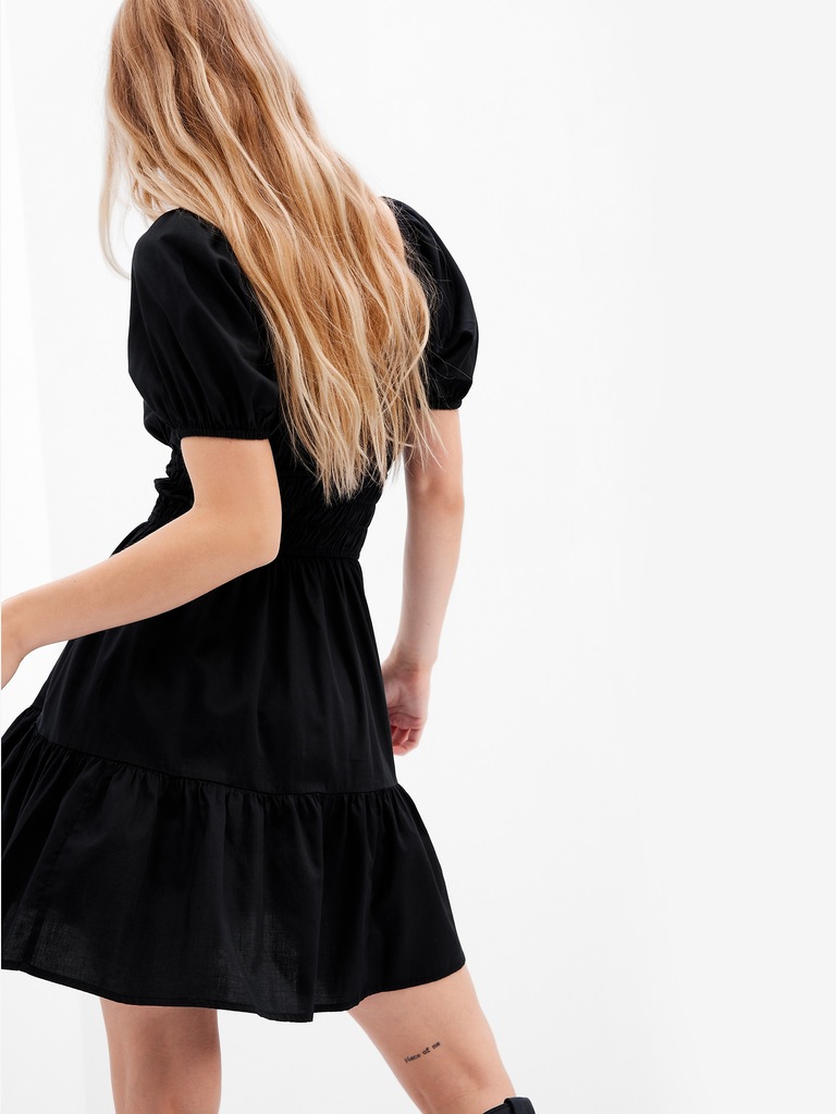 Tie-Front Smocked Waist Mini Dress