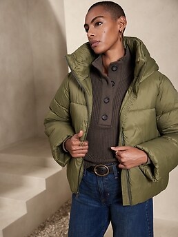 Banana Republic Factory Short Hooded Puffer Jacket