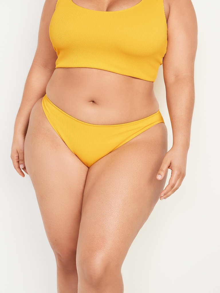 Low-Rise Classic Rib-Knit Bikini Swim Bottoms