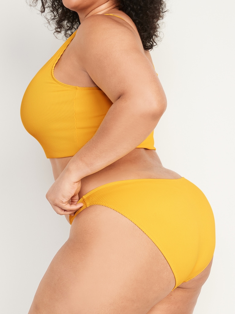 Low-Rise Classic Rib-Knit Bikini Swim Bottoms