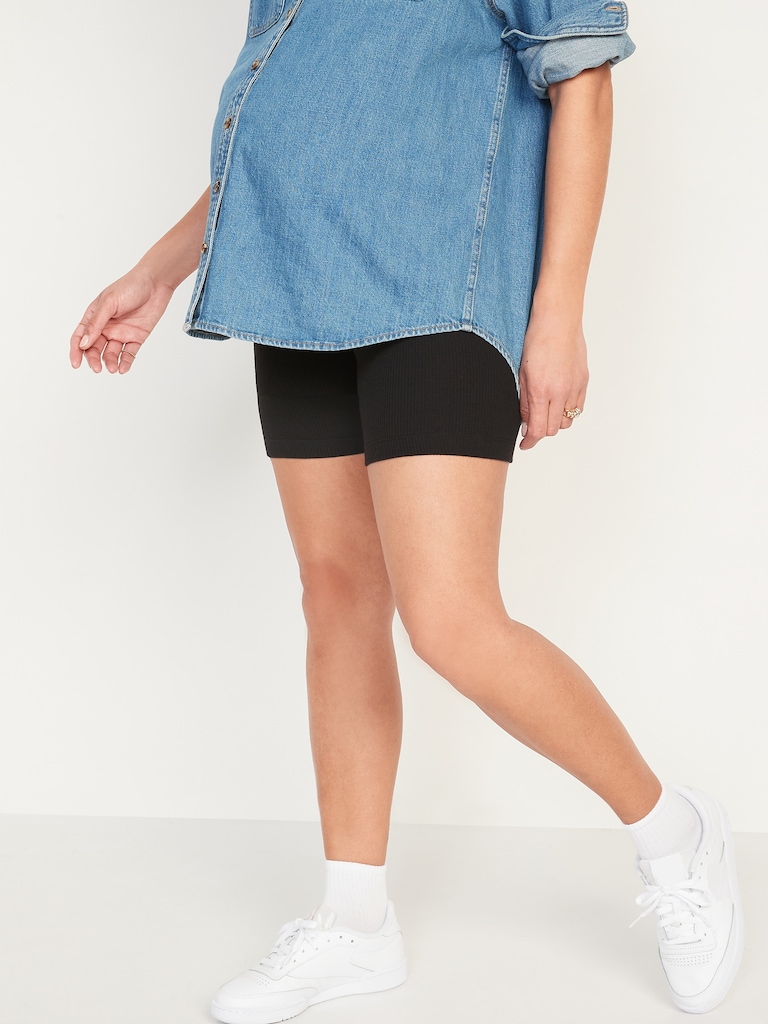 Maternity Full-Panel Biker Shorts -- 6-inch inseam