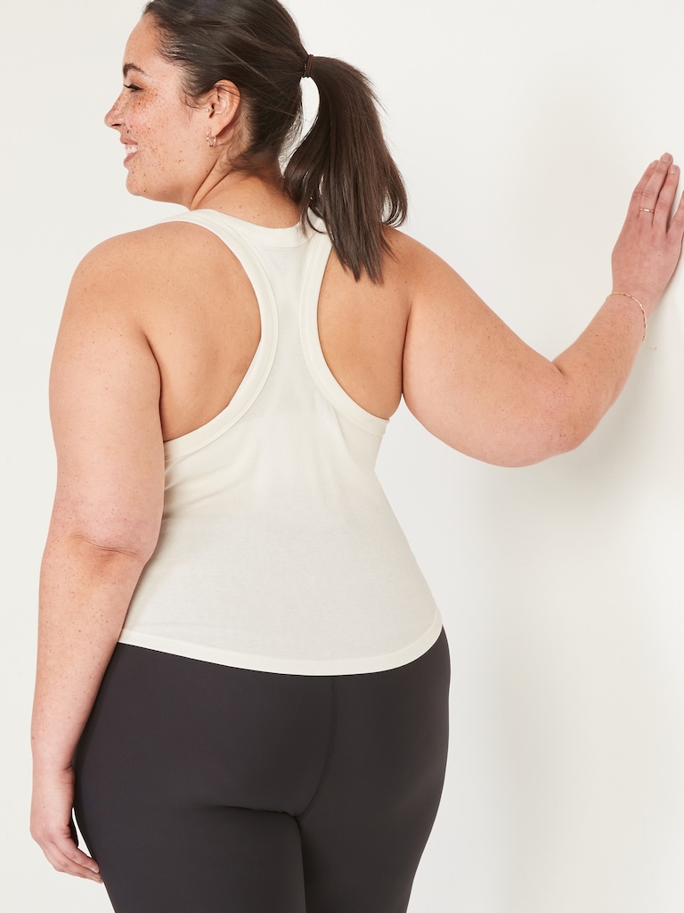UltraLite Cropped Rib-Knit Racerback Tank Top