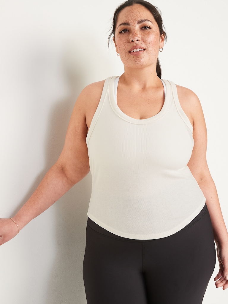 UltraLite Cropped Rib-Knit Racerback Tank Top