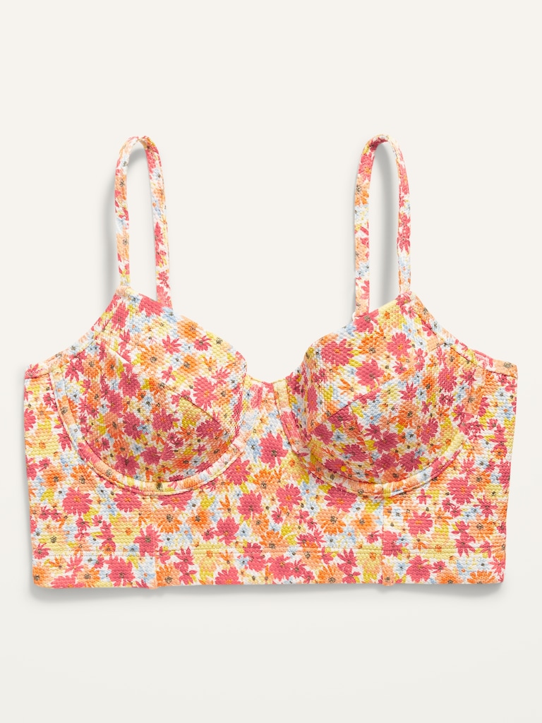 Piqué Underwire Longline Bikini Swim Top