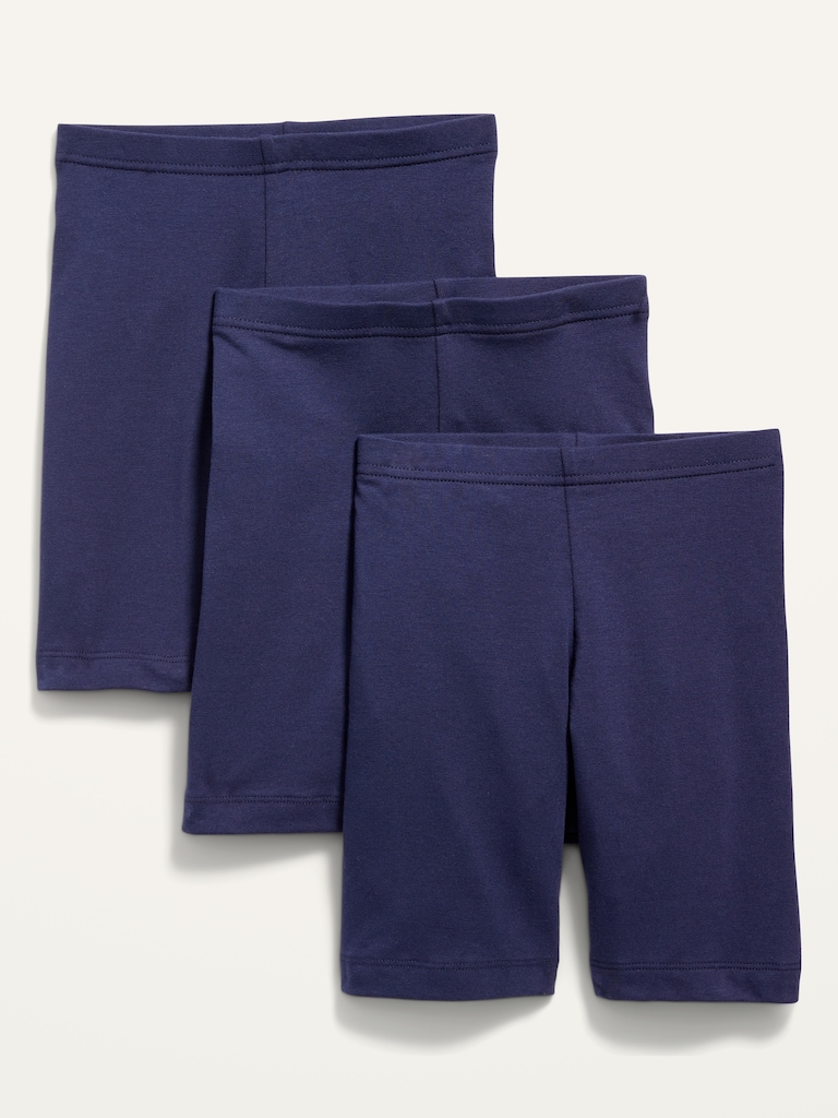 Long Jersey Biker Shorts 3-Pack for Girls