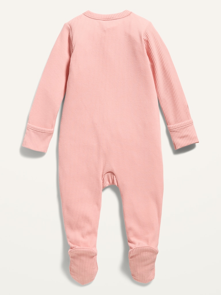 Ribbed 2-Way-Zip Sleep & Play Footed One-Piece for Baby