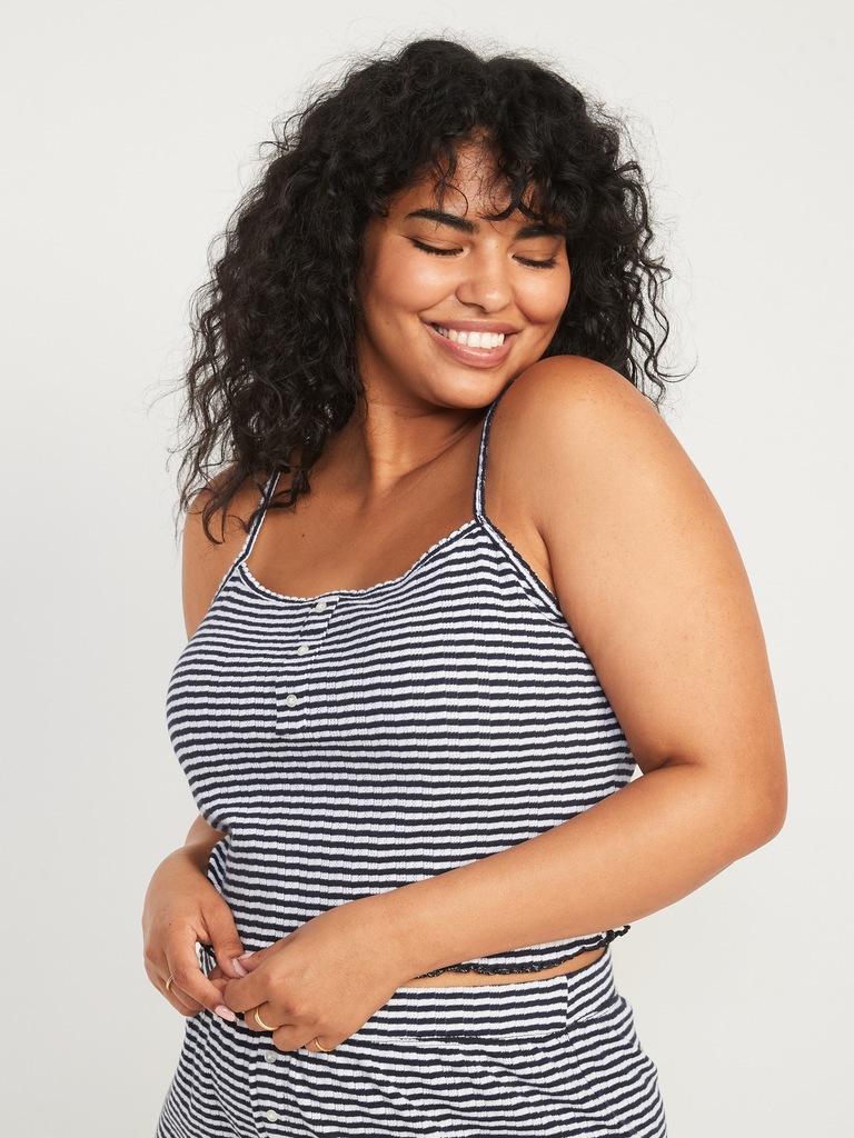 Striped Cropped Pajama Cami Top
