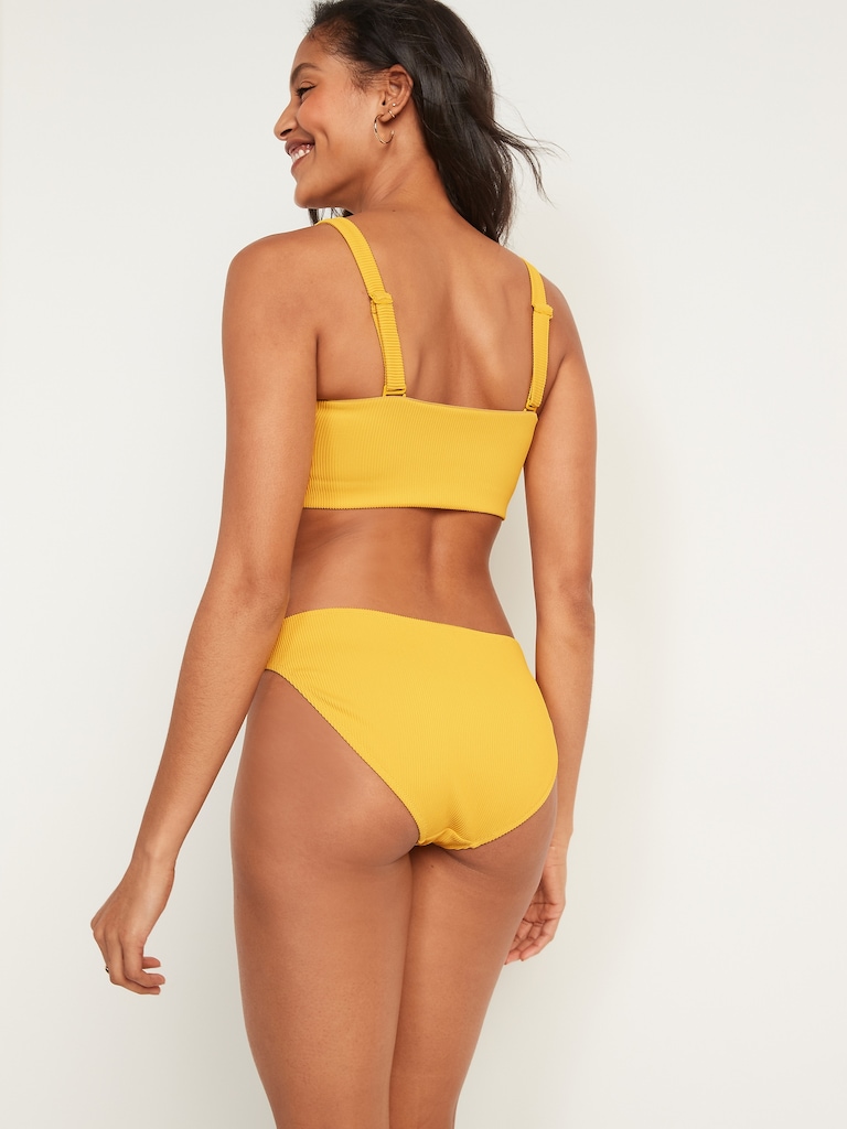 Low-Rise Classic Rib-Knit Bikini Swim Bottoms