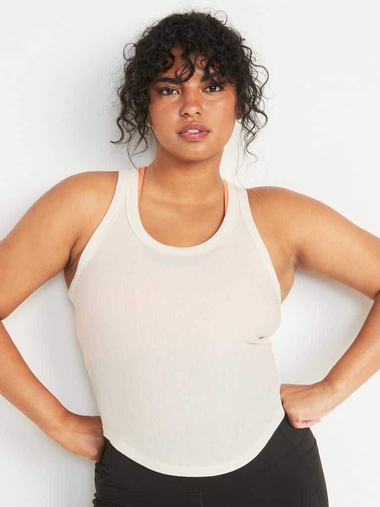 UltraLite Cropped Rib-Knit Racerback Tank Top