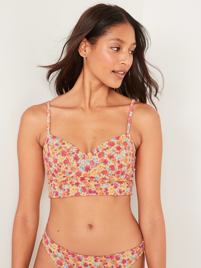 Piqué Underwire Longline Bikini Swim Top