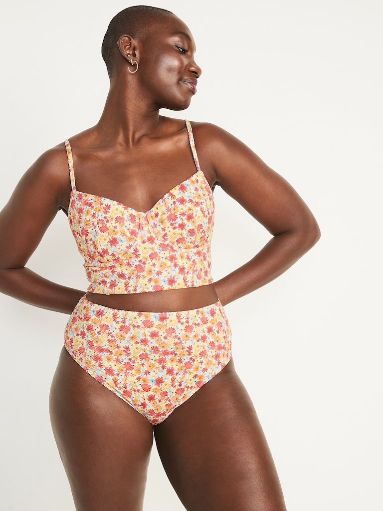 Piqué Underwire Longline Bikini Swim Top