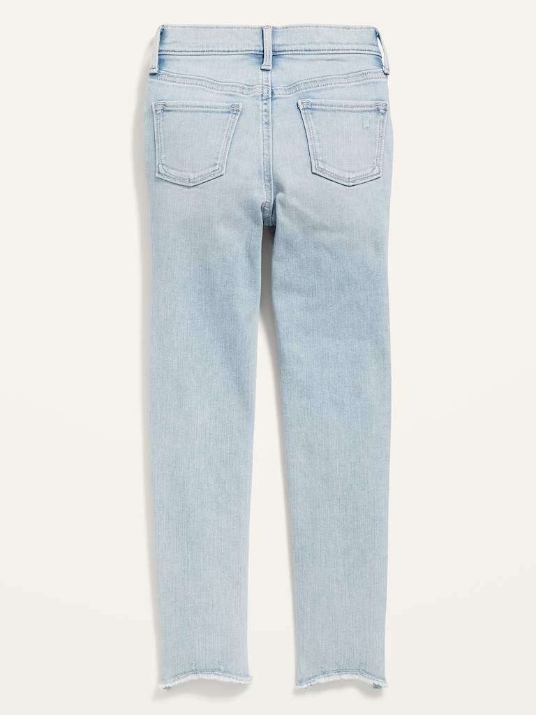 High-Waisted Rockstar 360° Stretch Frayed-Hem Super Skinny Jeggings for Girls