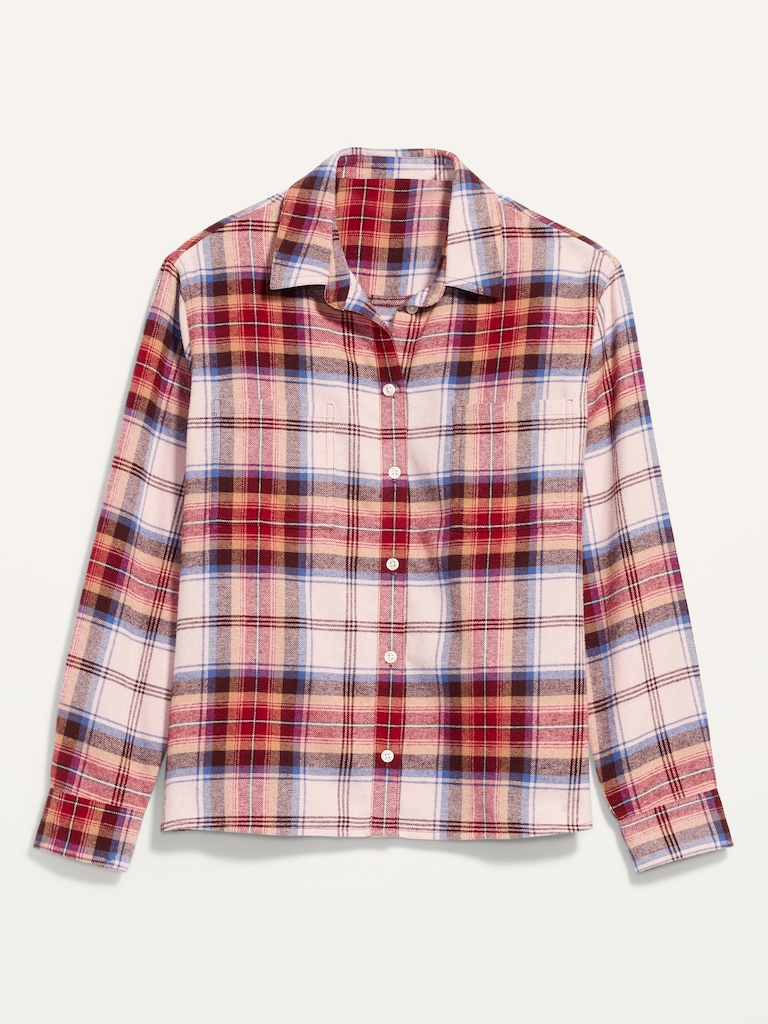 Cropped Plaid Flannel Boyfriend Shirt