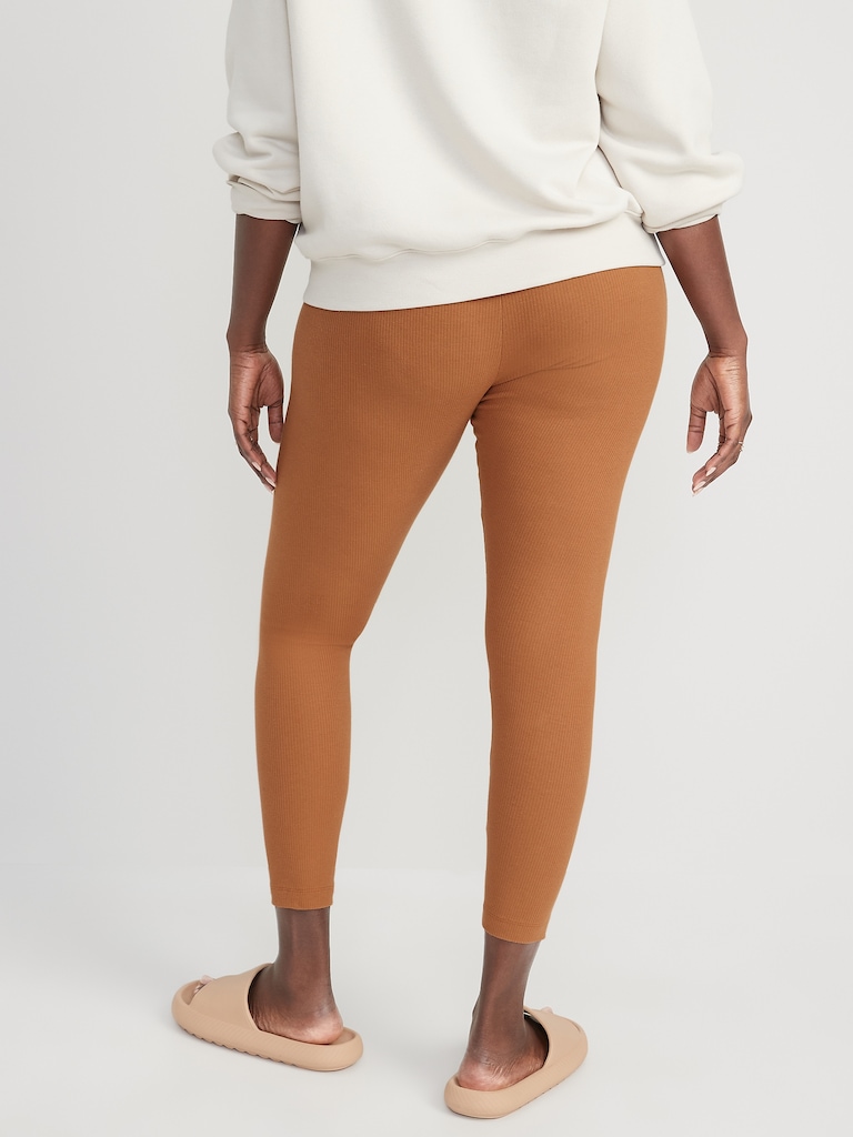 High Waisted Rib-Knit Leggings for Women
