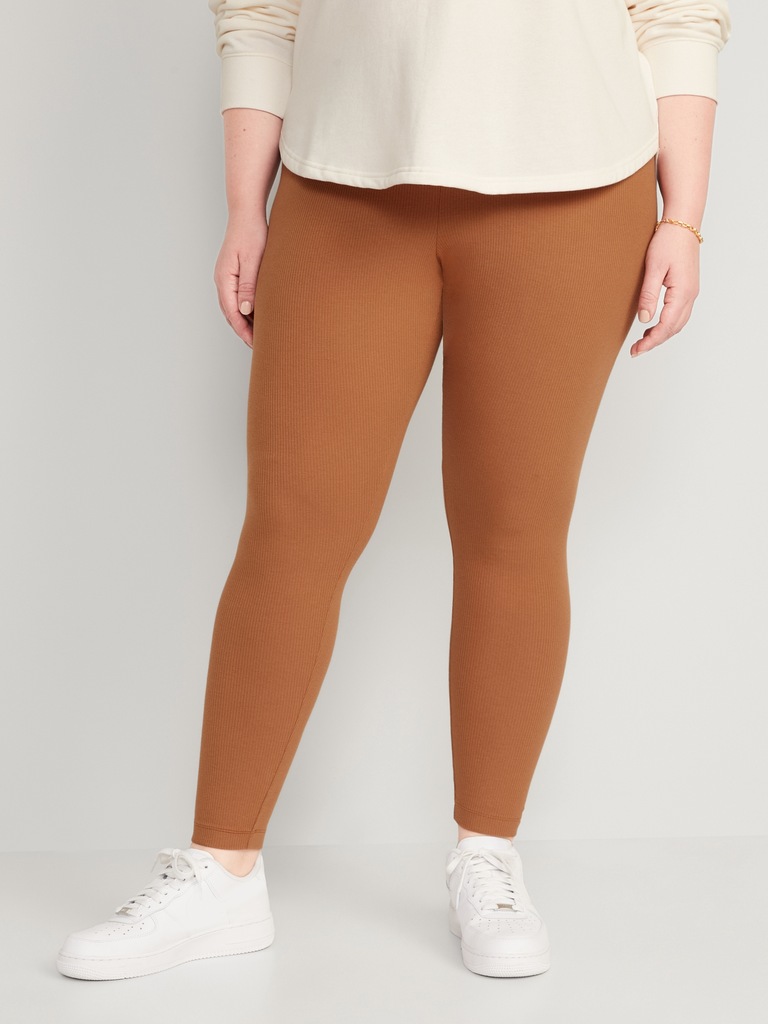 High Waisted Rib-Knit Leggings for Women
