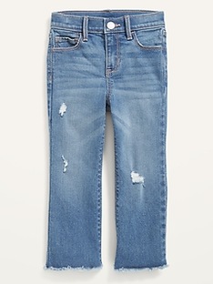 Oldnavy High-Waisted Ripped Frayed-Hem Flare Jeans for Toddler Girls