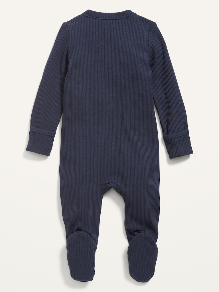 Unisex 2-Way-Zip Sleep & Play Rib-Knit Footed One-Piece for Baby