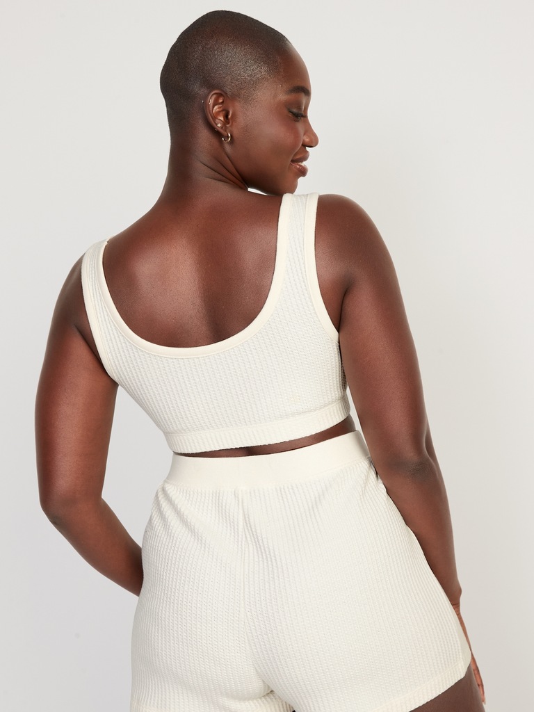 Waffle-Knit Pajama Cami Bralette Top