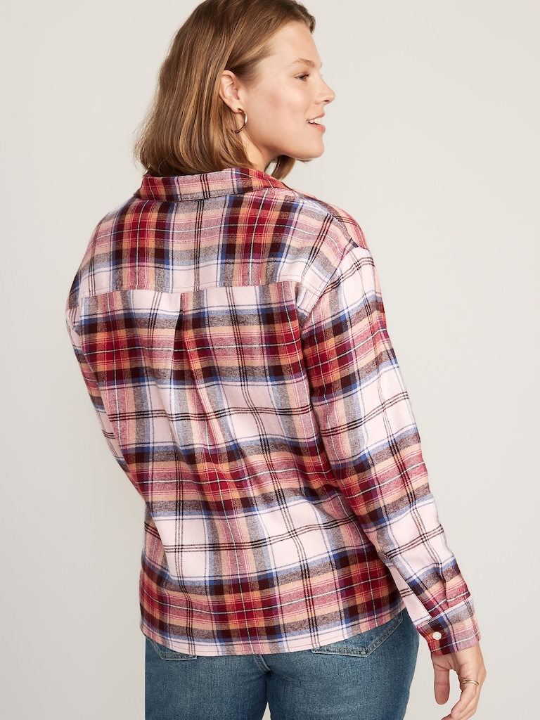 Cropped Plaid Flannel Boyfriend Shirt