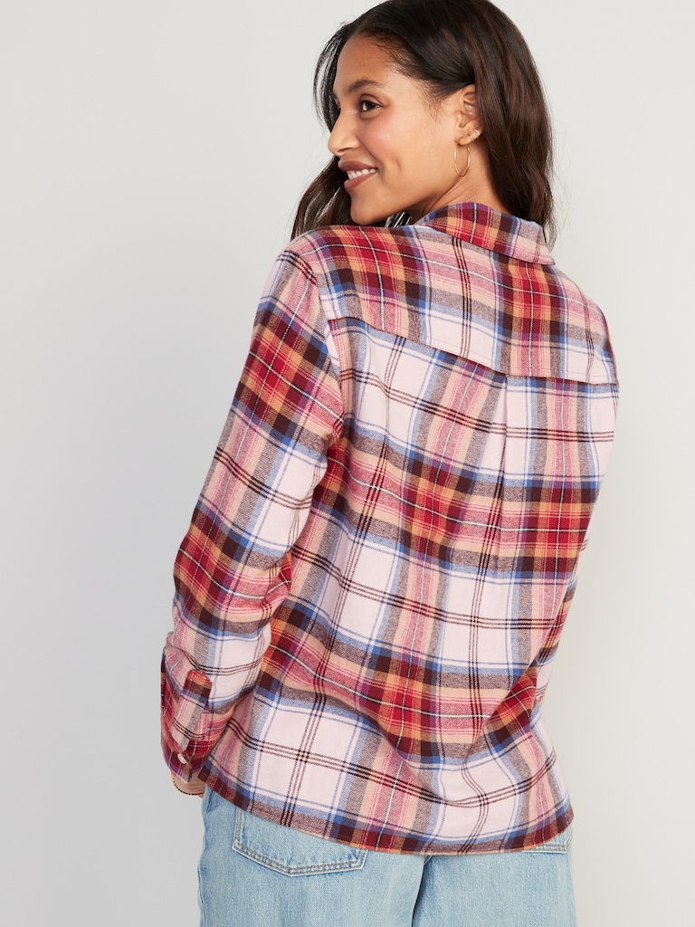 Cropped Plaid Flannel Boyfriend Shirt