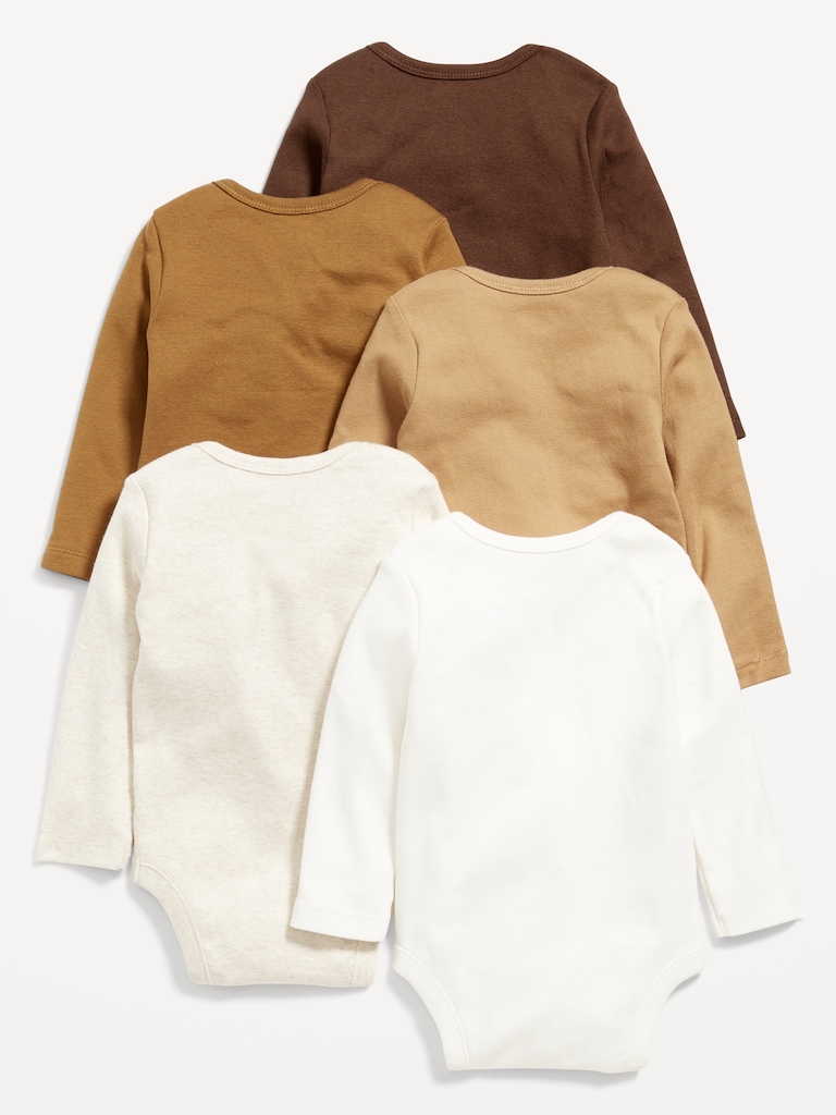 Unisex Long-Sleeve Bodysuit 5-Pack for Baby