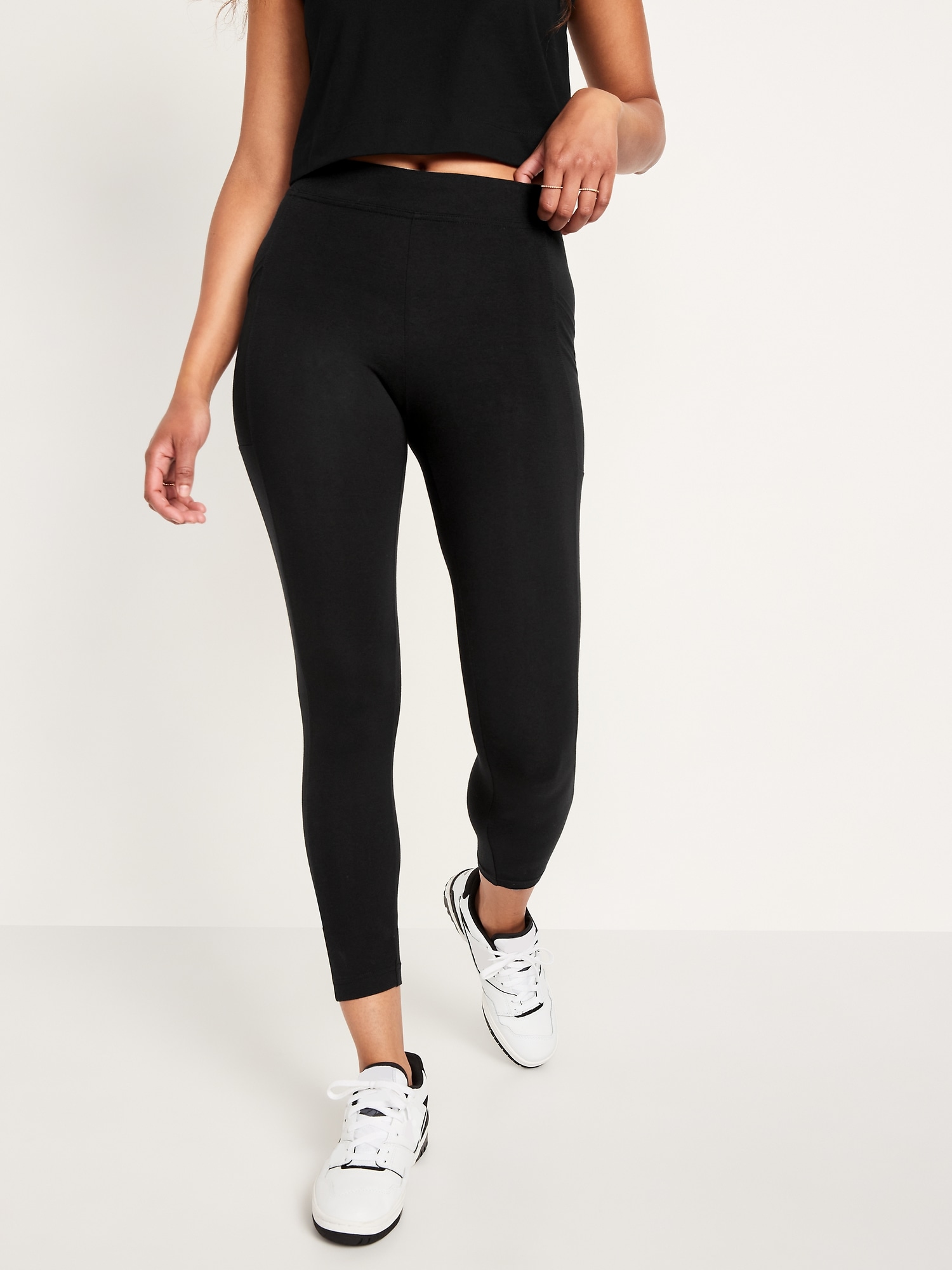 Mid-Rise Jersey Fashion Layering Leggings