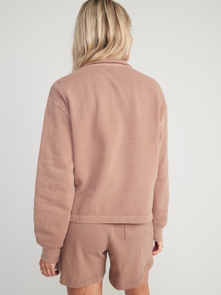 Mock-Neck Quarter-Zip Fleece Sweatshirt