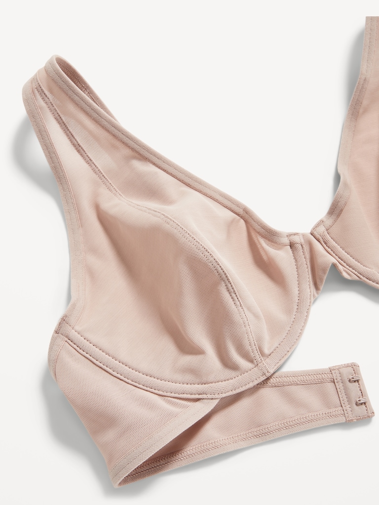 Mesh Unlined Underwire Plunge Bra