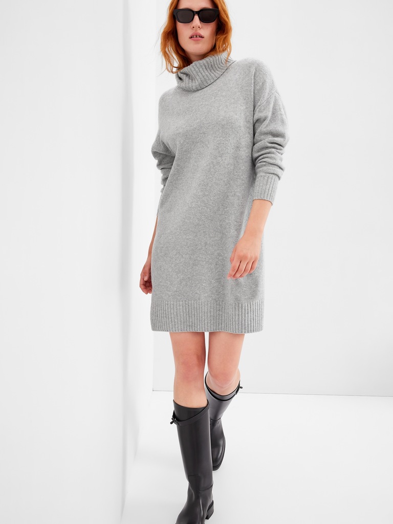 CashSoft Turtleneck Mini Sweater Dress