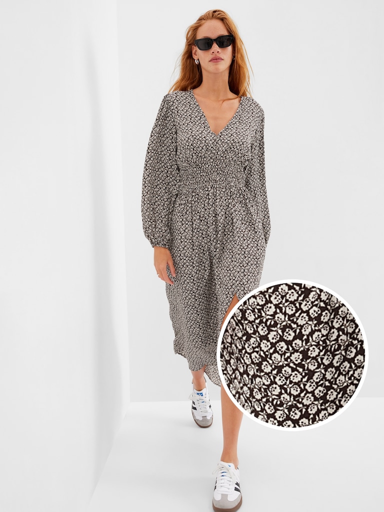 Smocked Waist Puff Maxi Dress