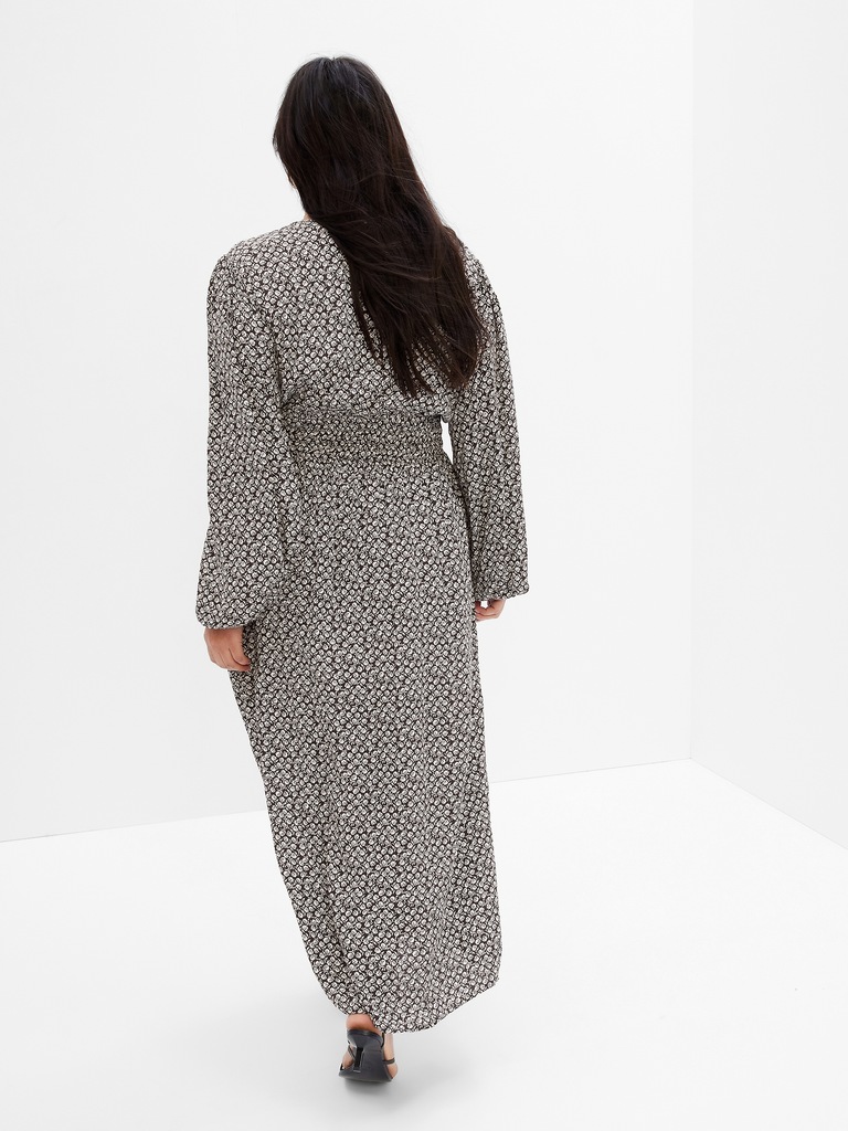 Smocked Waist Puff Maxi Dress