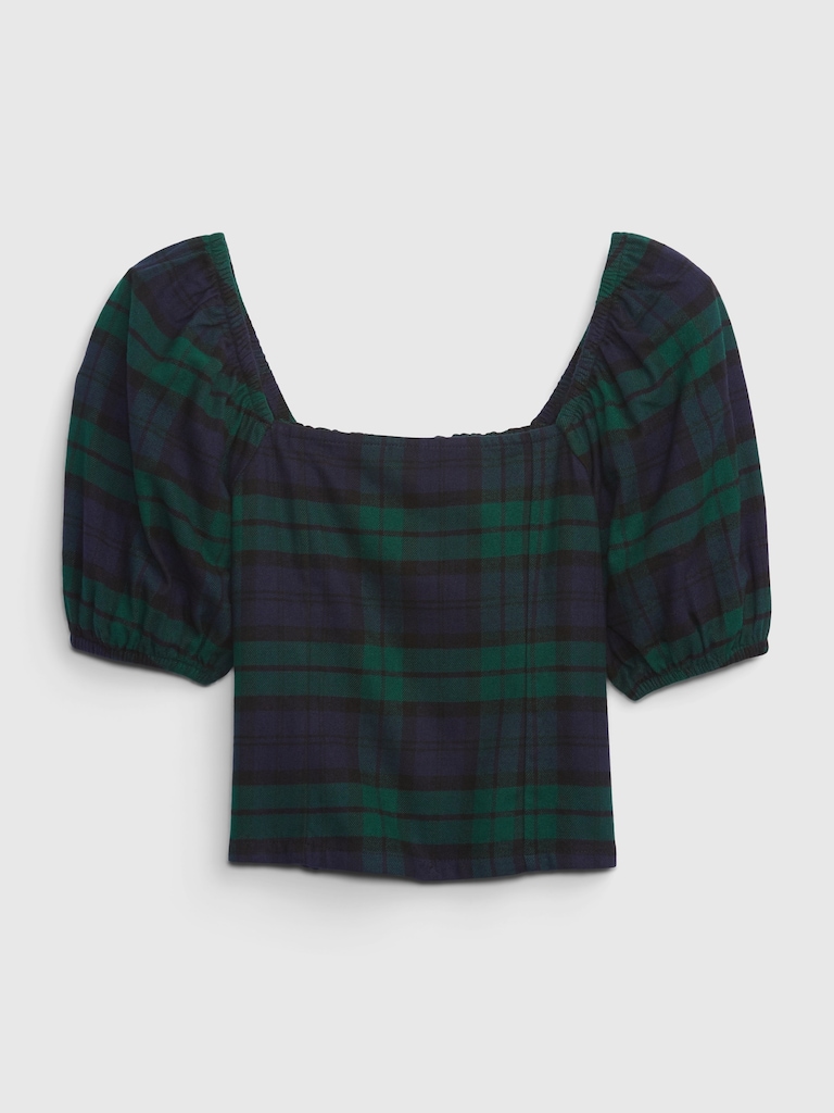 Teen Organic Cotton Puff Sleeve Cropped Top