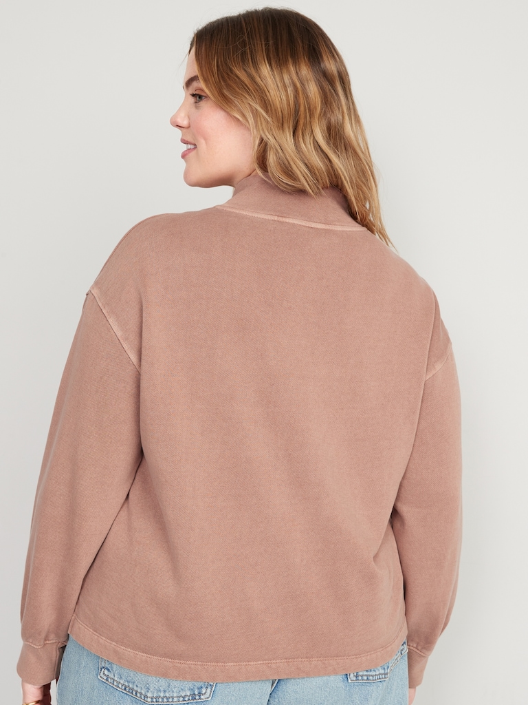 Mock-Neck Quarter-Zip Fleece Sweatshirt