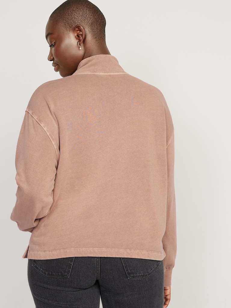 Mock-Neck Quarter-Zip Fleece Sweatshirt