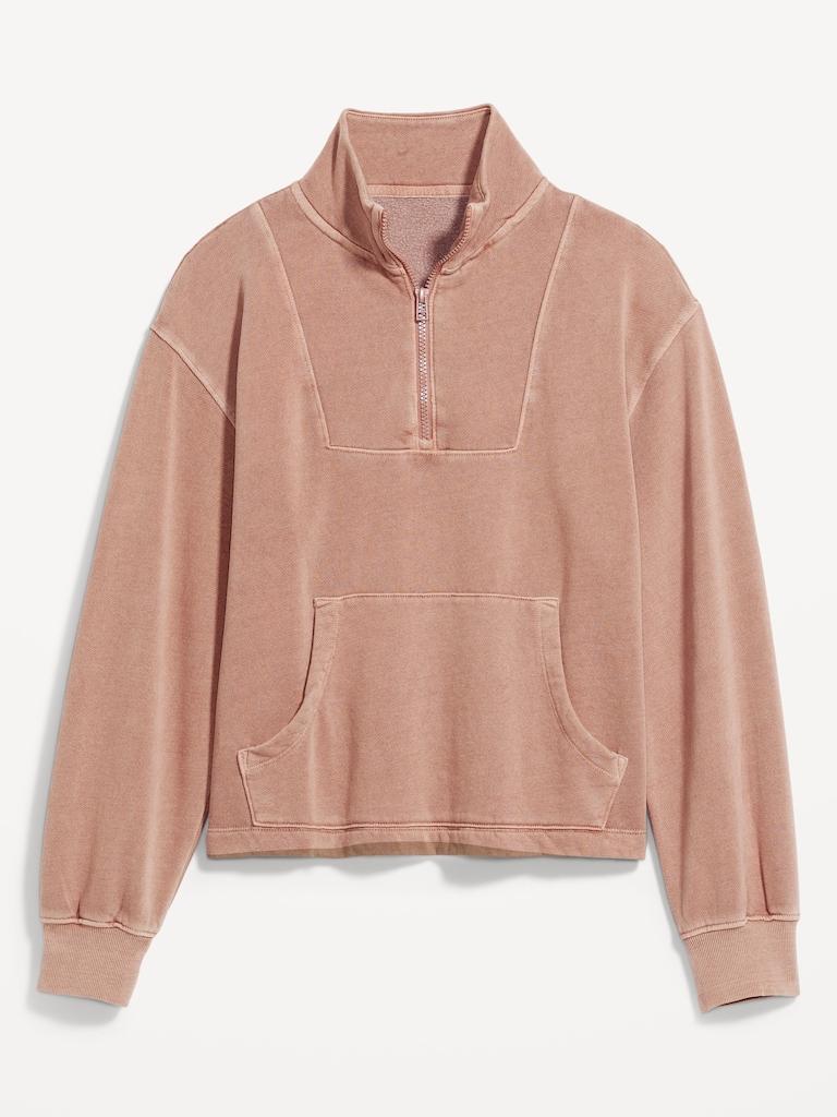 Mock-Neck Quarter-Zip Fleece Sweatshirt