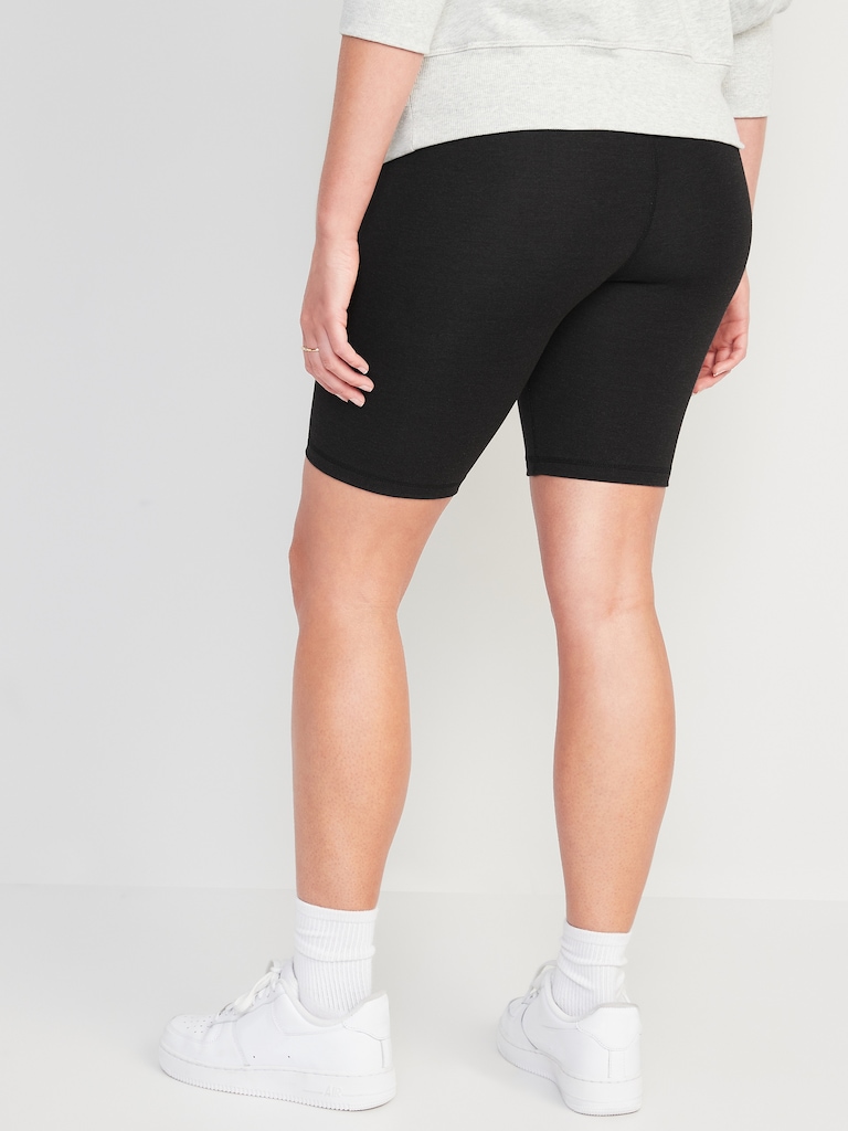 Maternity Rollover-Waist PowerChill Biker Shorts -- 8-inch inseam