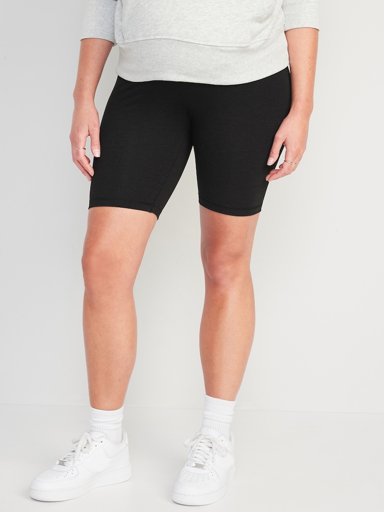 Maternity Rollover-Waist PowerChill Biker Shorts -- 8-inch inseam