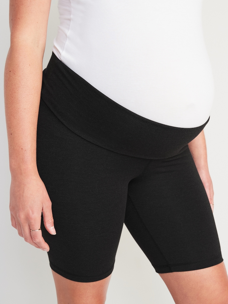 Maternity Rollover-Waist PowerChill Biker Shorts -- 8-inch inseam