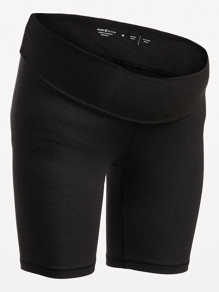 Maternity Rollover-Waist PowerChill Biker Shorts -- 8-inch inseam