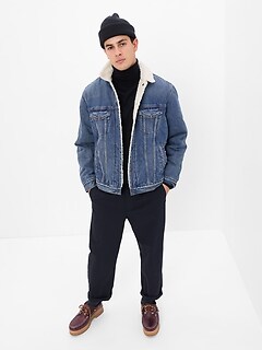gap mens denim sherpa jacket