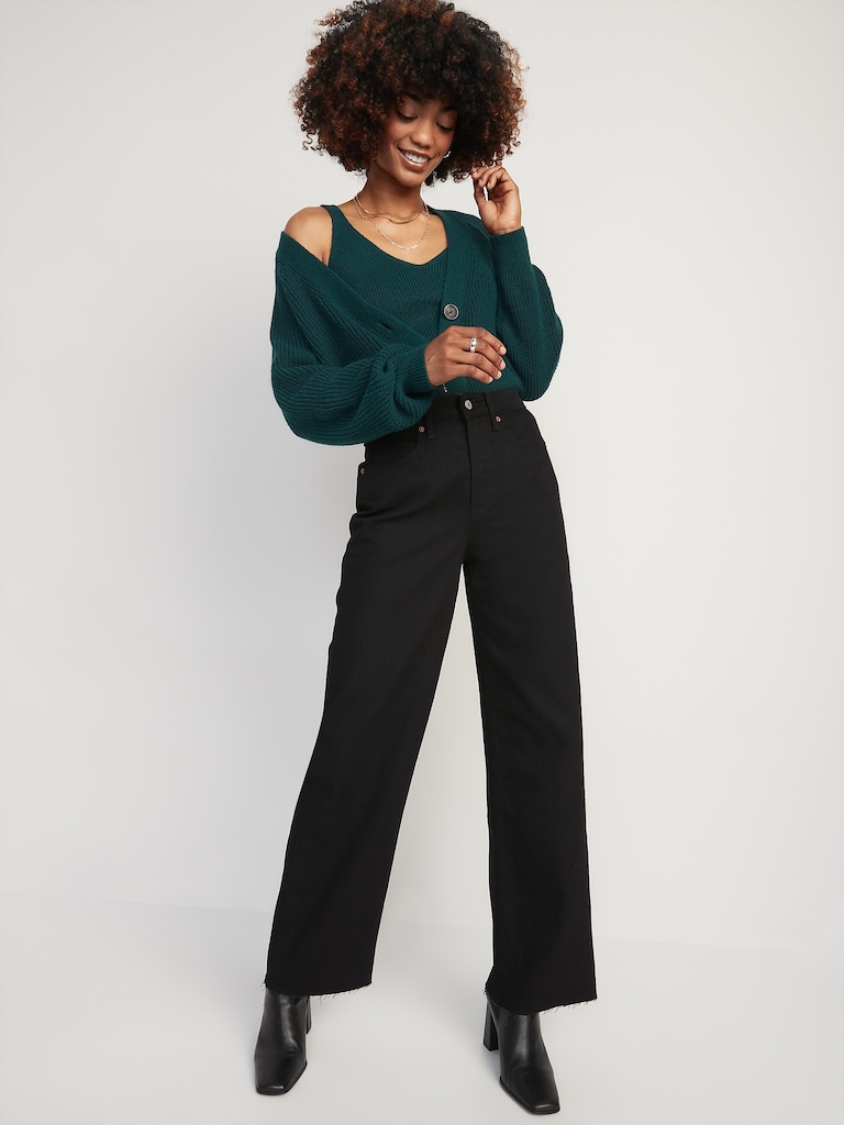 Extra High-Waisted Sky-Hi Wide-Leg Cut-Off Jeans