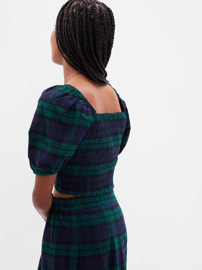 Teen Organic Cotton Puff Sleeve Cropped Top