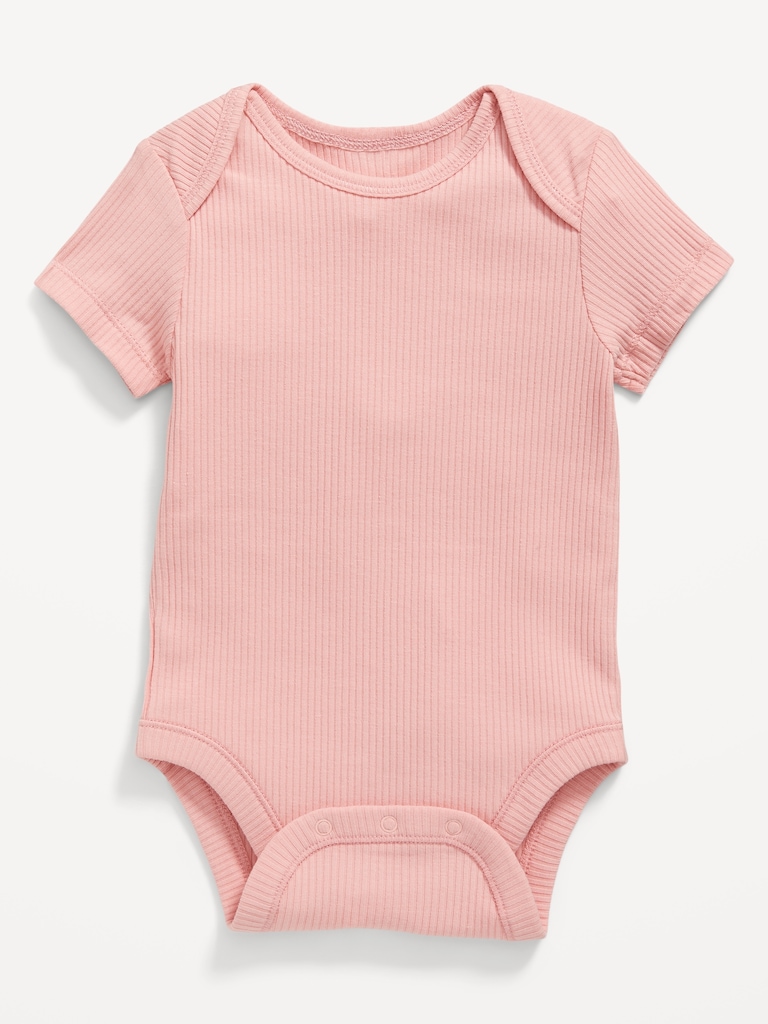 Unisex Short-Sleeve Rib-Knit Bodysuit for Baby