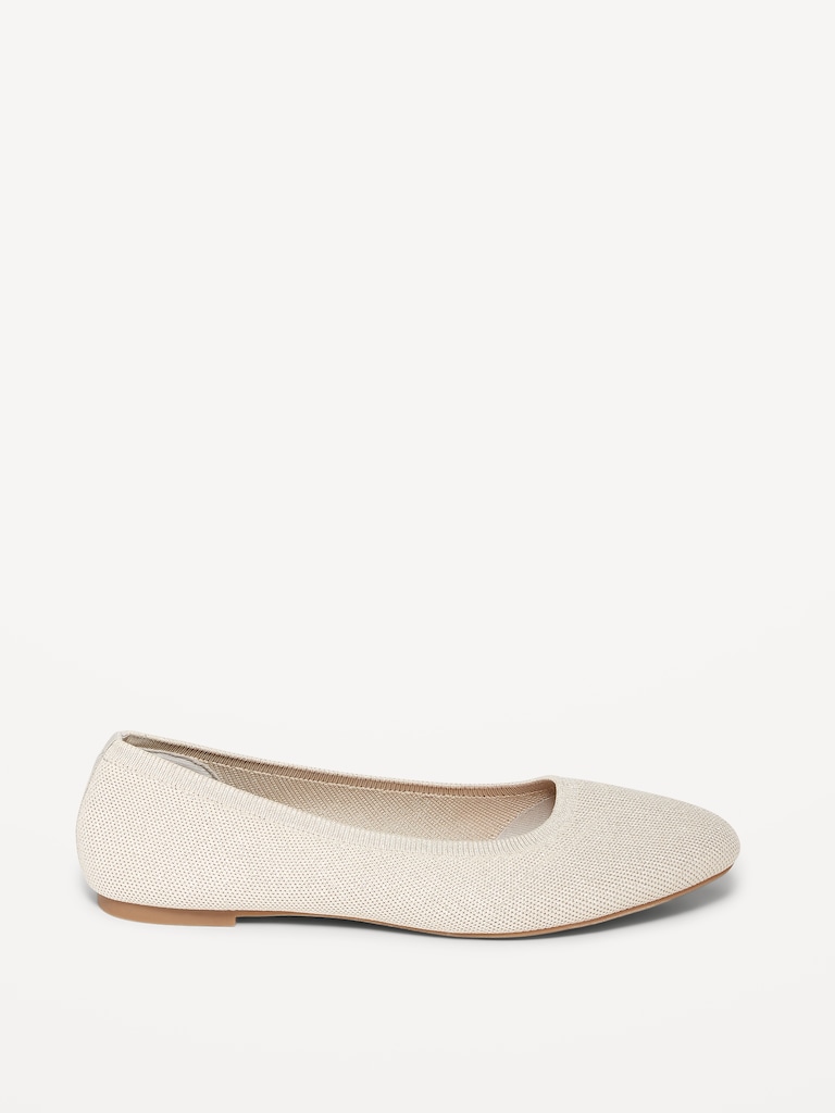 Knit Almond-Toe Ballet Flats